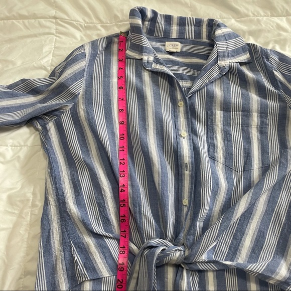*SOLD* J Crew Striped Tie Waist Button Down M - Picture 6 of 15